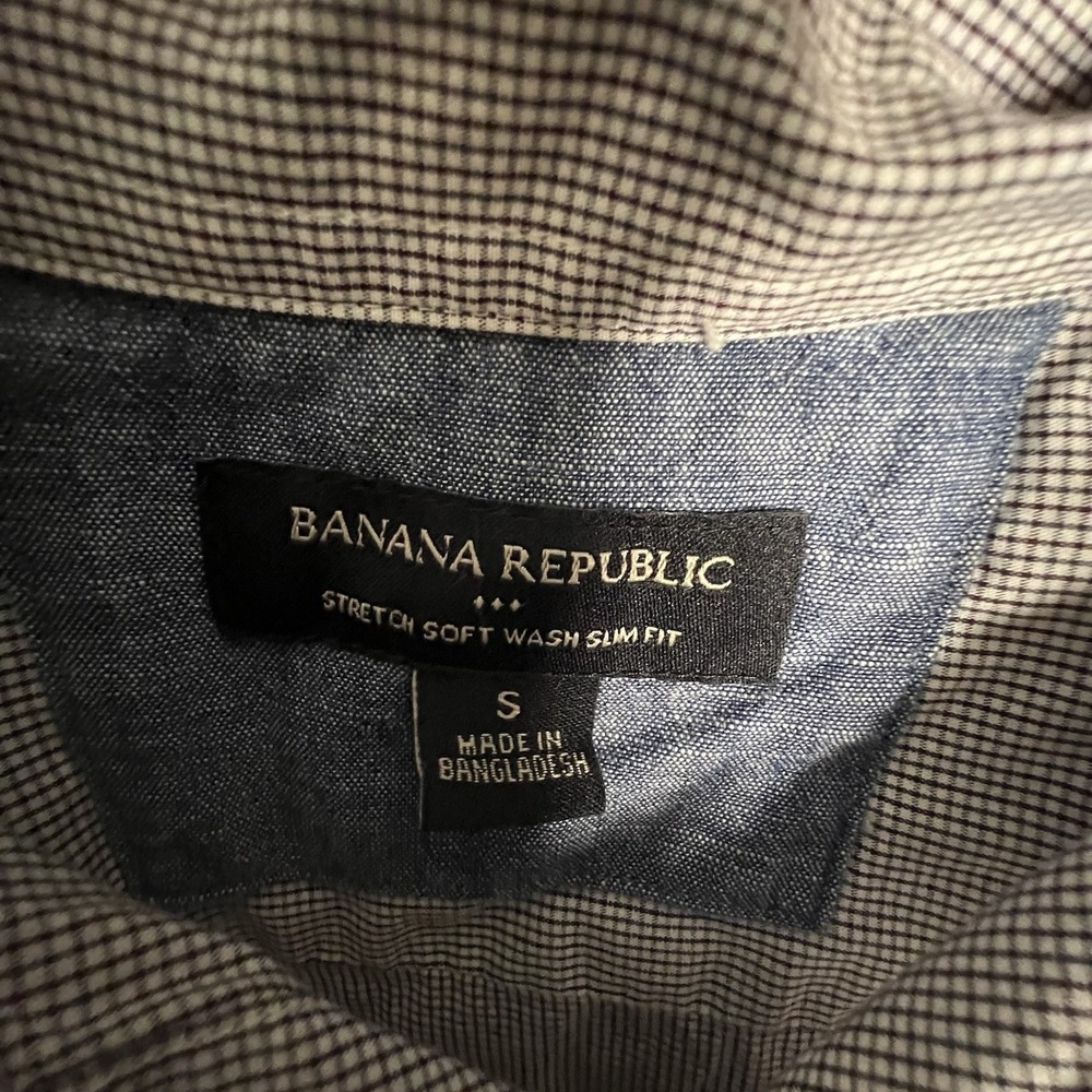 Banana Republic Shirt Mens Sm Soft Wash Slim Fit Plaid Button Up Work Career EUC - Picture 3 of 4